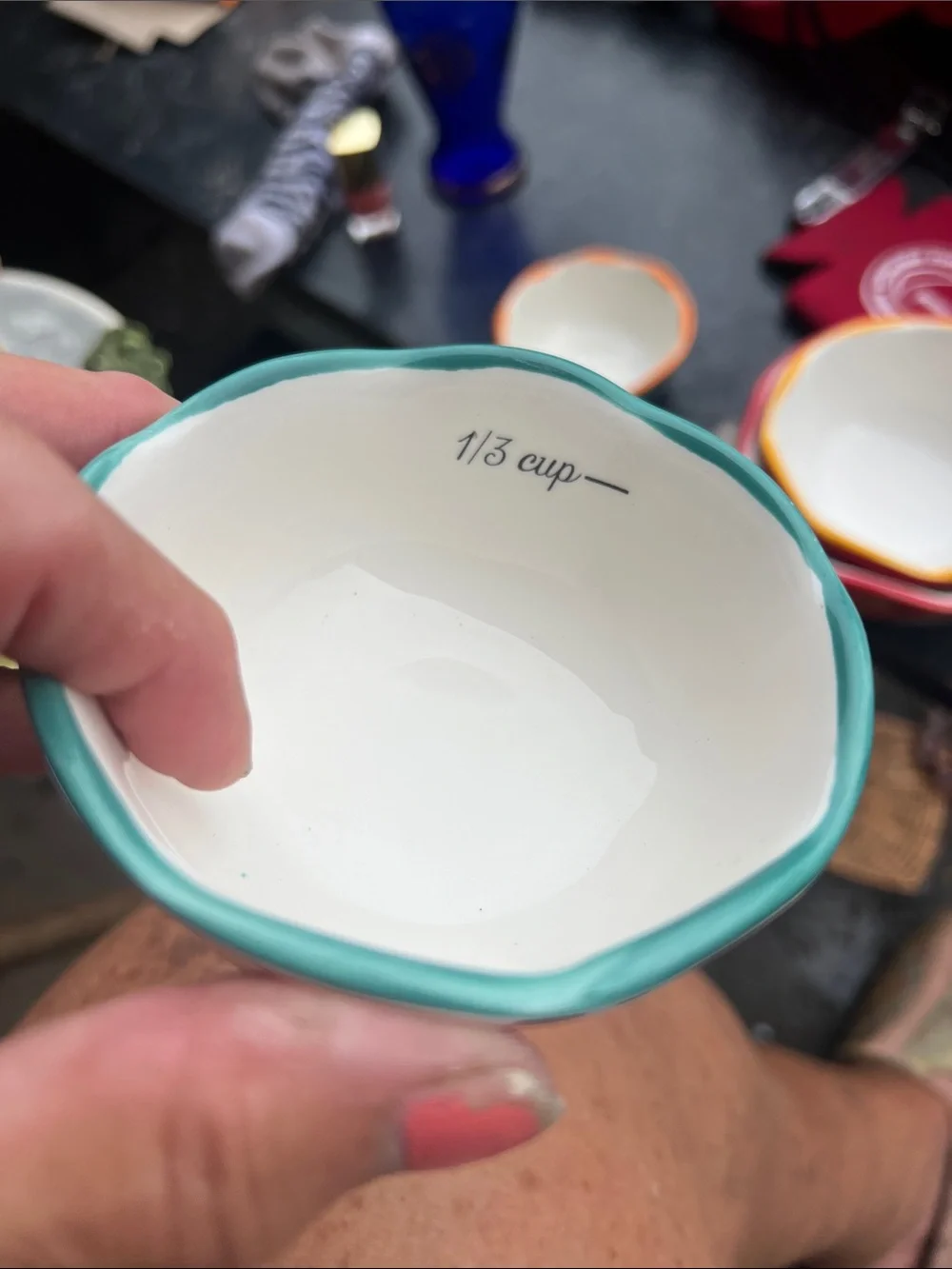 Vintage Colorful Ceramic Measuring Bowls - Set of 4